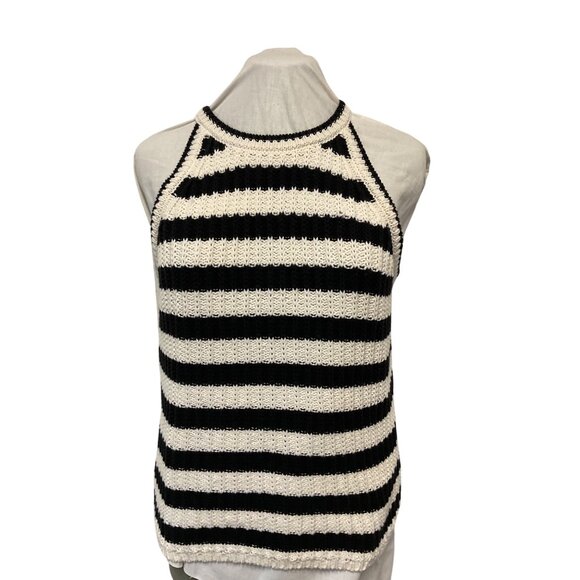 a new day Tops - A New Day Black & White Stripe Knit Tank Top Sleeveless Lightweight Size L